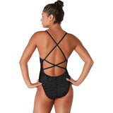 Speedo Womens Twist Back One Piece Swimsuit Deep Storm-anthracite Size 30 NWT