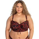 Smart & Sexy 36DD Long Line Bikini Top Style SA625 Black Pansy NWT