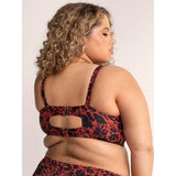 Smart & Sexy 36DD Long Line Bikini Top Style SA625 Black Pansy NWT