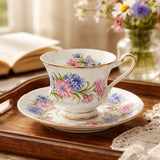 Paragon Fine Bone China England Teacup Saucer Set Blue Pink Floral 5oz