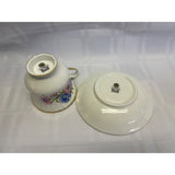 Paragon Fine Bone China England Teacup Saucer Set Blue Pink Floral 5oz