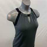 Banana Republic Women's M Sleeveless Blouse Top Green Black Poly/Spandex