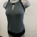 Banana Republic Women's M Sleeveless Blouse Top Green Black Poly/Spandex