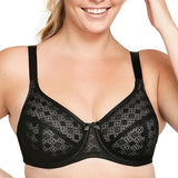 Glamorise Women's Lace Comfort Wonderwire Bra Underwire #9855 Black