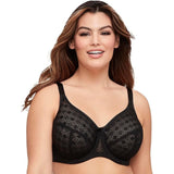 Glamorise Women's Lace Comfort Wonderwire Bra Underwire #9855 Black