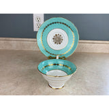 Westbrook Bone China England Aqua With Gold Scrollwork Teacup And Saucer Set