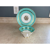 Westbrook Bone China England Aqua With Gold Scrollwork Teacup And Saucer Set