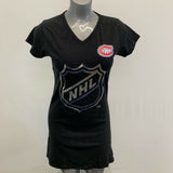 Montreal Canadiens T shirt Nighty Size Medium Black Short Sleeve V Neck Graphic