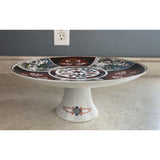 10.5" Porcelain Cake Desert Stand With Oriental Design Influence