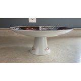 10.5" Porcelain Cake Desert Stand With Oriental Design Influence