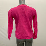 Michael Kors Beaded V Neck Blouse Women's Size XS Pink Long Sleeve Cotton Top