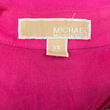 Michael Kors Beaded V Neck Blouse Women's Size XS Pink Long Sleeve Cotton Top