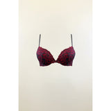 La Senza Obsession Black w/ Burgundy Floral Lace Covered Padded Push Up Bra 32B
