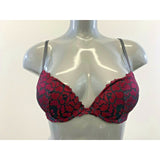 La Senza Obsession Black w/ Burgundy Floral Lace Covered Padded Push Up Bra 32B