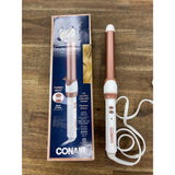 Conair Curling Iron, Double-Ceramic, Clamp-Free, 1", White/Rose Gold NEW