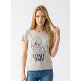 Looney Tunes Women's Graphic T Shirt Size Medium Gray Crew Neck Short Sleeve Tee