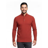 Roots Ribbed Button Up Mock Neck Sweater Men's Large Red Long Sleeve Cotton Blend