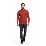 Roots Ribbed Button Up Mock Neck Sweater Men's Large Red Long Sleeve Cotton Blend