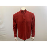Roots Ribbed Button Up Mock Neck Sweater Men's Large Red Long Sleeve Cotton Blend