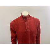 Roots Ribbed Button Up Mock Neck Sweater Men's Large Red Long Sleeve Cotton Blend
