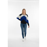 Le Temps de Cerises Women's Sweater Large New Blue White Long Sleeve Acrylic NWT