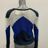 Le Temps de Cerises Women's Sweater Large New Blue White Long Sleeve Acrylic NWT