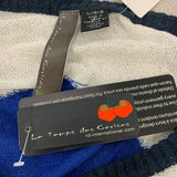 Le Temps de Cerises Women's Sweater Large New Blue White Long Sleeve Acrylic NWT