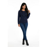 Jones New York Women's Button Up Beaded Sweater Size Medium Blue Long Sleeve Rayon Blend