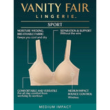 Vanity Fair 71500 Medium Impact Convertible Sports Bra Black