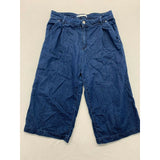 Zara Cropped Women's Size 04 High Rise Pleated Front Straight Leg Blue Jean Capr