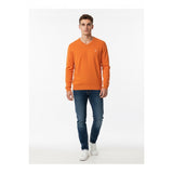 Chaps Sweater V Neck Orange Long Sleeve Cotton Silk Knit