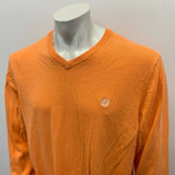 Chaps Sweater V Neck Orange Long Sleeve Cotton Silk Knit