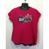 BENCH Girls Size 7/8 Years Pink Capped Sleeve Crew Neck Graphic T Shirt