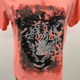 Penningtons Women's Plus Size X Top Coral Pink Tiger Cotton Shaped Fit