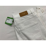 Kate Spade White Jeans Women's Size 26 Cutwork Hems Straight Leg High Rise NEW