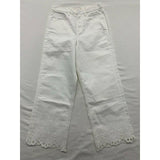 Kate Spade White Jeans Women's Size 26 Cutwork Hems Straight Leg High Rise NEW