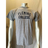 Fleming College Tee Men's Medium Crew Neck Short Sleeve Cotton Gray T Shirt