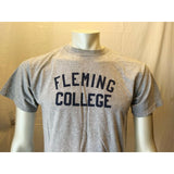 Fleming College Tee Men's Medium Crew Neck Short Sleeve Cotton Gray T Shirt