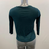 Zara W&B Women's Green Gemmed White Graphic Design Pattern on Front Long 3/4 Sleeve Size US Small