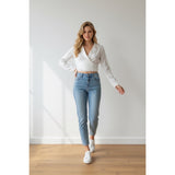 Pretty Little Thing Women's NWT White Long Sleeve Tunic Cropped Blouse 6 NWT