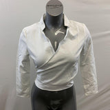 Pretty Little Thing Women's NWT White Long Sleeve Tunic Cropped Blouse 6 NWT