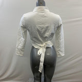 Pretty Little Thing Women's NWT White Long Sleeve Tunic Cropped Blouse 6 NWT