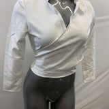 Pretty Little Thing Women's NWT White Long Sleeve Tunic Cropped Blouse 6 NWT