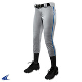Champro Girls Tournament Softball Pant with Piping Gray/Royal Small NEW