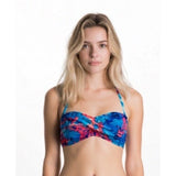 Women's Colourful Strapless Bathing Suit Top with Neck Tie Size Small Polyester
