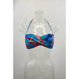 Women's Colourful Strapless Bathing Suit Top with Neck Tie Size Small Polyester