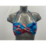 Women's Colourful Strapless Bathing Suit Top with Neck Tie Size Small Polyester