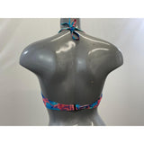 Women's Colourful Strapless Bathing Suit Top with Neck Tie Size Small Polyester