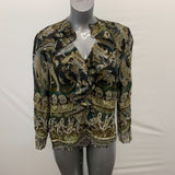 Z Birman for Women Blouse L-XL Pullover sheer green paisley