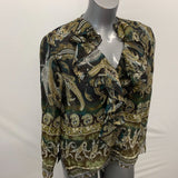 Z Birman for Women Blouse L-XL Pullover sheer green paisley